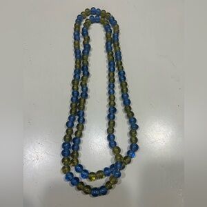 Vintage Blue and Green Glass Beaded Necklace